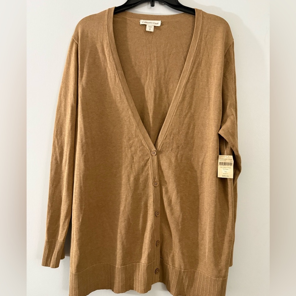 Coldwater Creek Silk Brown Cardigan Sweater